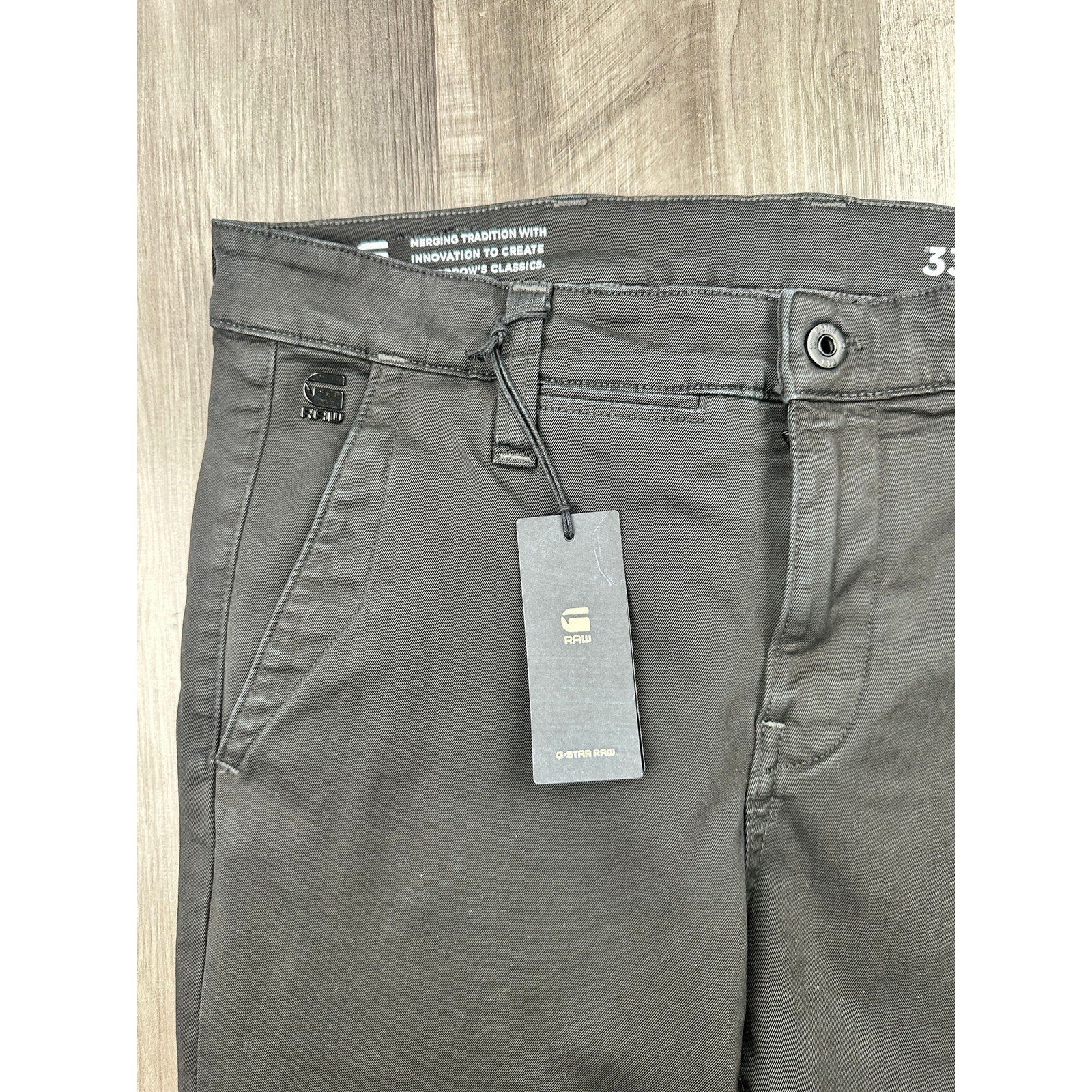G-Star Raw Skinny Bracket Superstretch Twill Chino Pants in Dark Black — Size 33