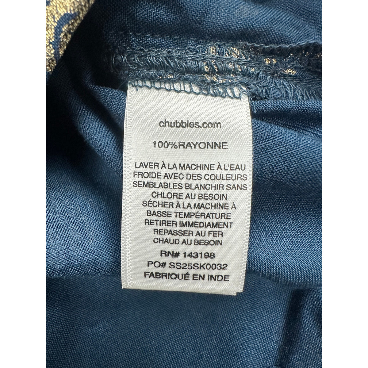 Chubbies The Gold Palm Rayon Sunday Short Sleeve Button Down Shirt — Size Medium