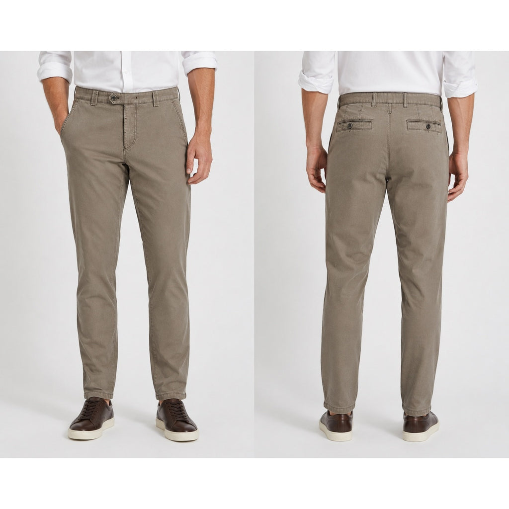 Meyer New York Modern Slim Fit French Pocket Chinos in Light Brown — Size 34 // Preowned