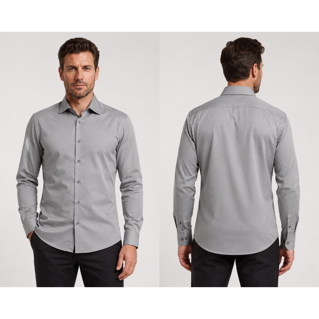 Eton Twill Weave Wrinkle Free Long Sleeve Button Down in Gray, Black — Size 16/41 (Large) // Preowned