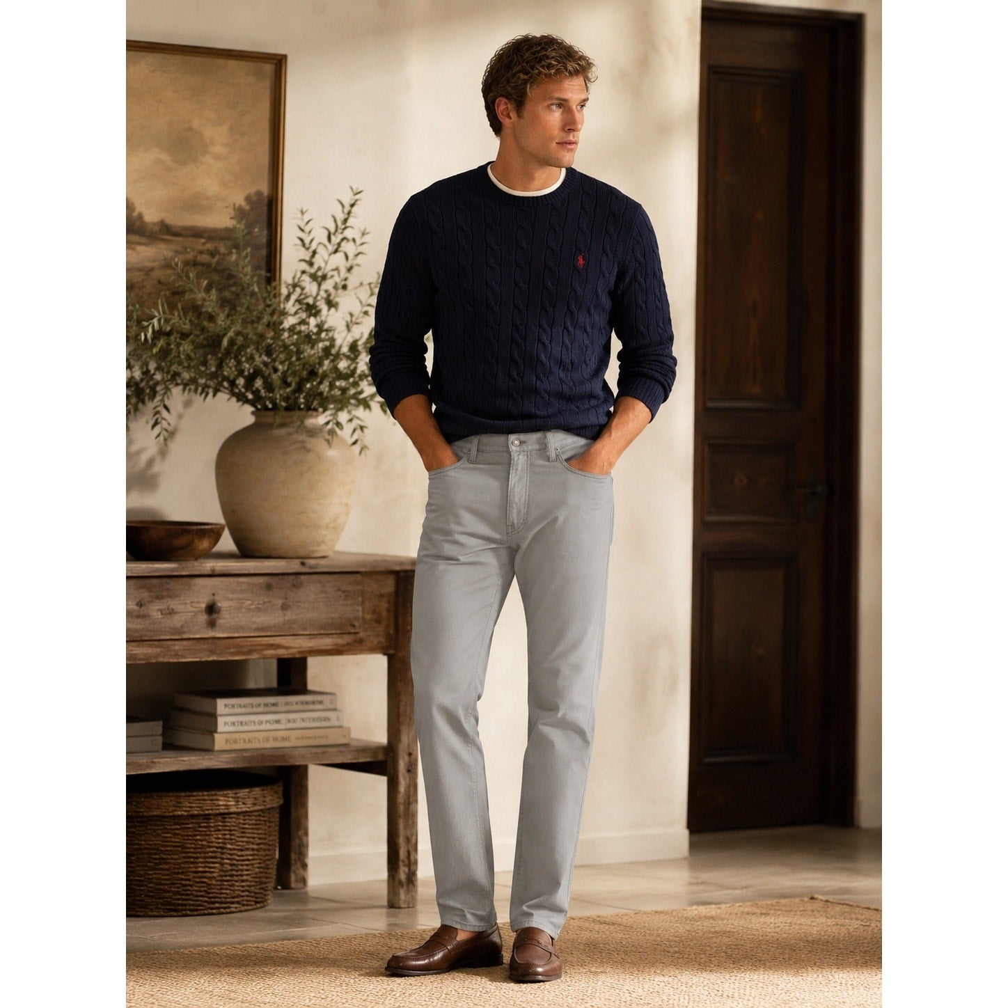 Polo Ralph Lauren The Varick Slim Straight Stretch Pants in Grey — Size 40x30