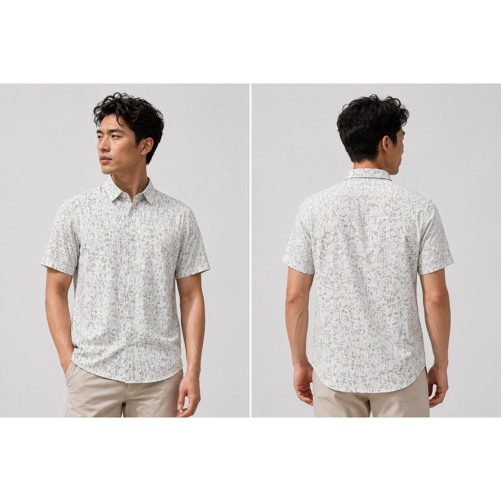 Lululemon Airing Easy Performance Short Sleeve Button Down in White Olive — Size Large // Preowned