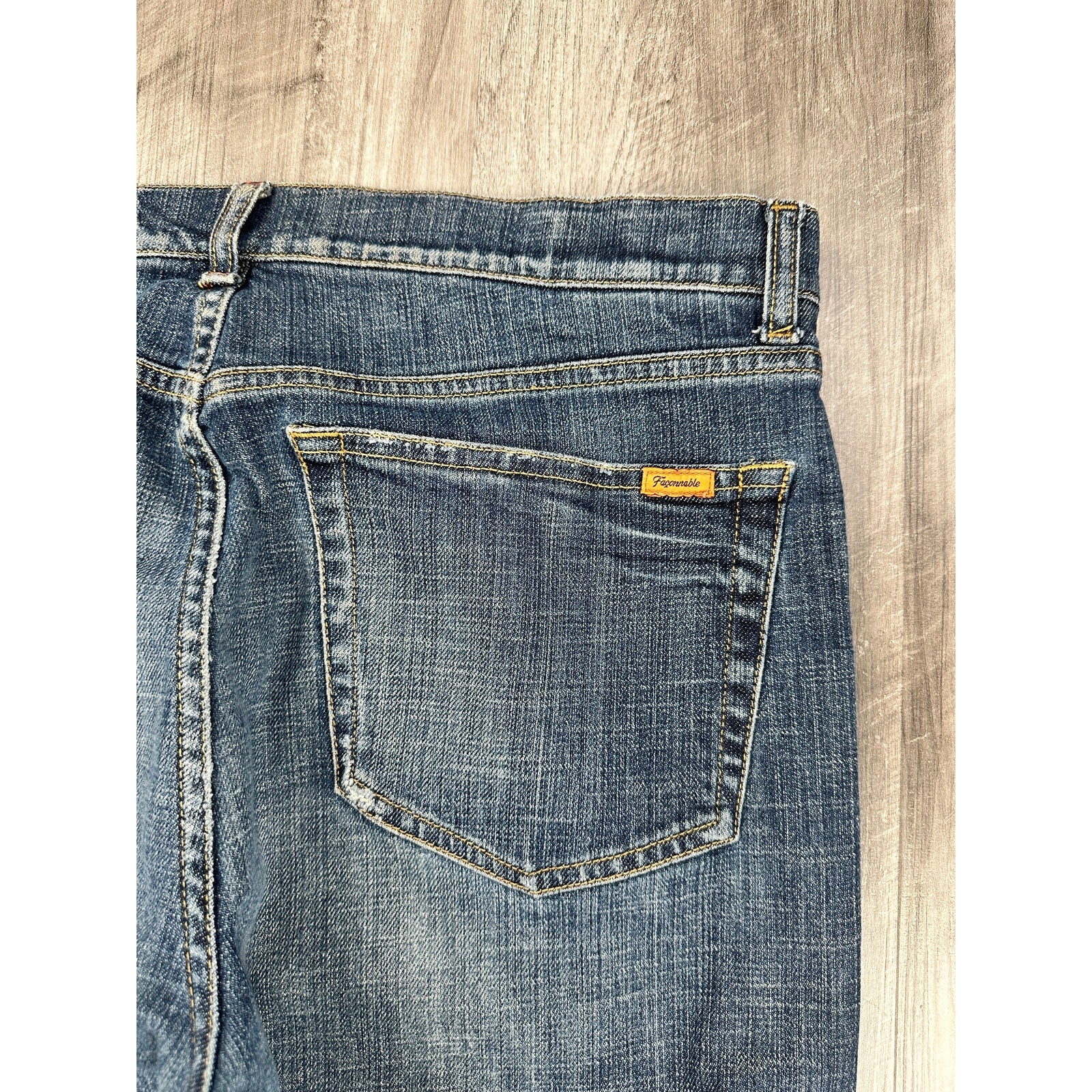 Façonnable Jeans Modele F40 Straight Leg Jean in Medium Blue Wash — Size 36
