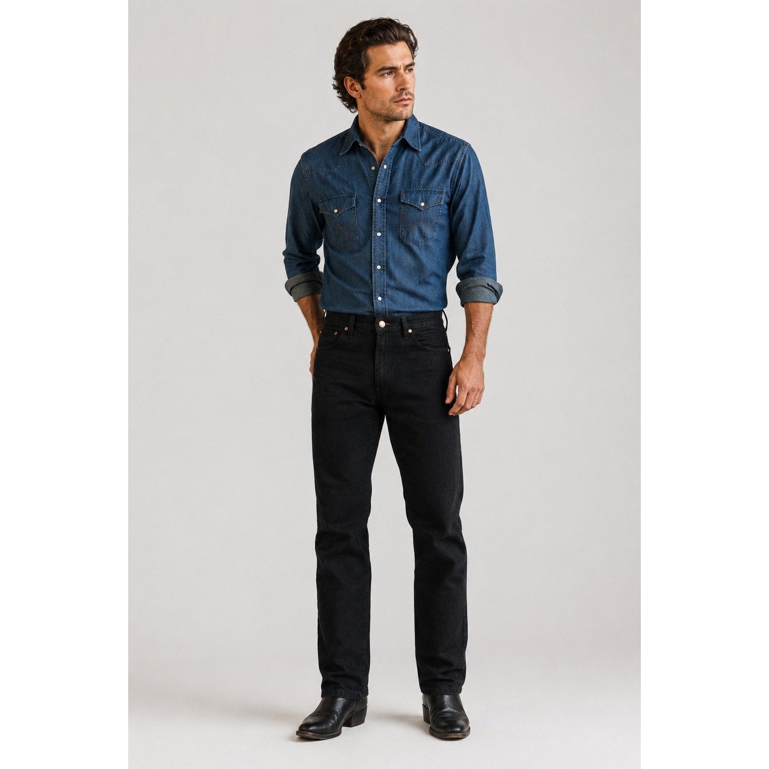 Wrangler Cowboy Cut 936 Slim Fit Black Heavyweight Denim Jeans — 30x38