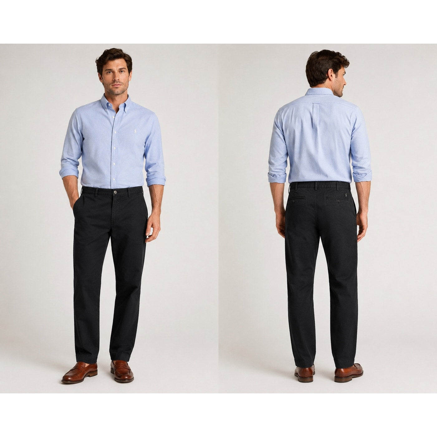 Polo Ralph Lauren Classic Fit Cotton Twill Chino Pants in Black — Size 38 // Preowned