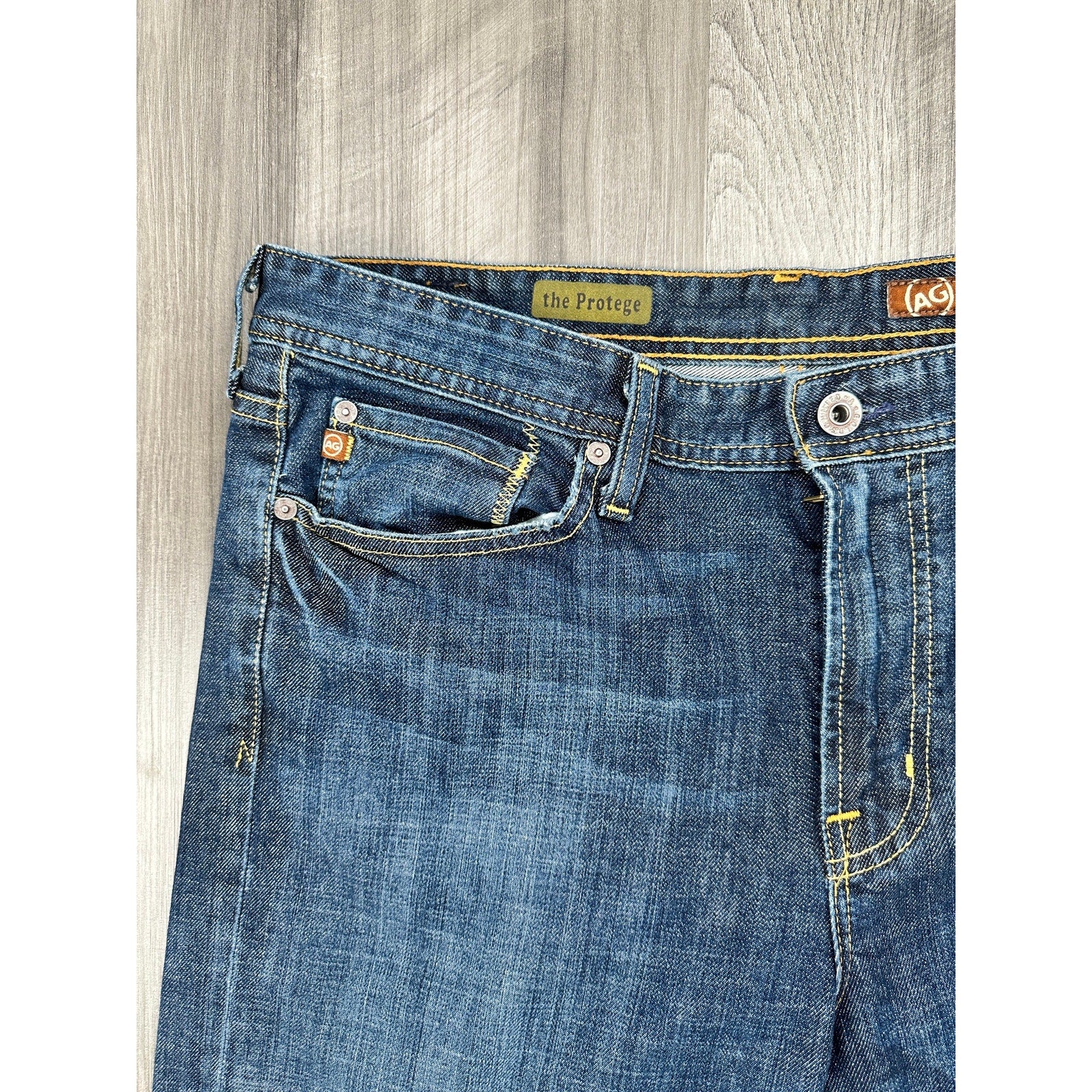 Adriano Goldschmied The Protégé Made in USA Brahms Straight Leg Jeans in Kelly Blue — Size 36x32 // Preowned