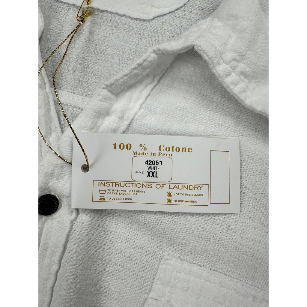 Blanco by Nature Lino Short Sleeve Button Down Shirt — Size 2XL