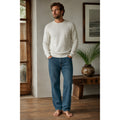 Tommy Bahama Tencel Blend Relaxed Straight Leg Denim Jean in Medium-Dark Wash Blue — 38x32