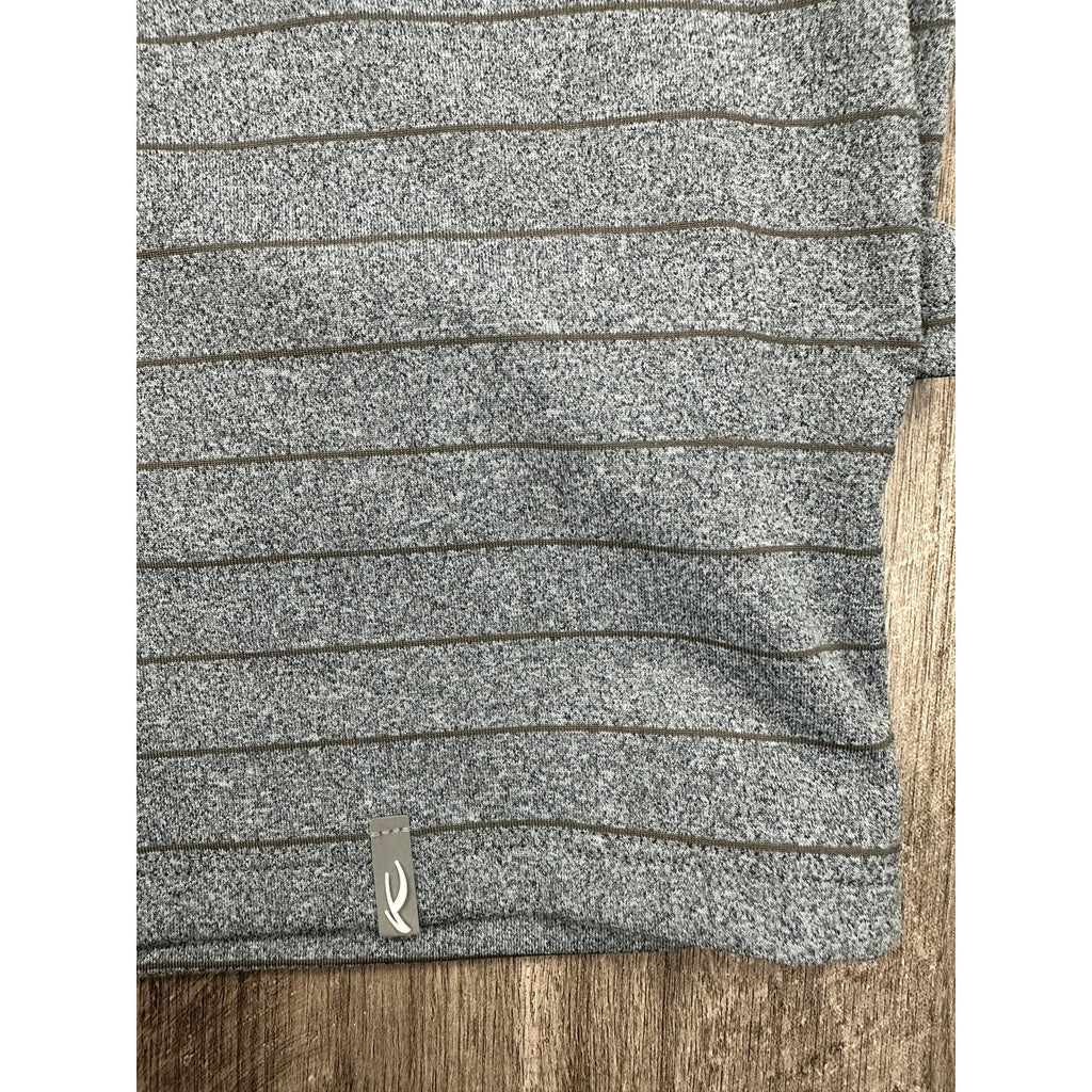 KJUS Soren Melange Stripe Long Sleeve Polo in Petrol Blue, Iron — Size 50 (Medium)