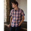 A.P.C. Madras Plaid Short Sleeve Button Down Shirt in Blue Red Ivory Yellow — Size Large // Preowned
