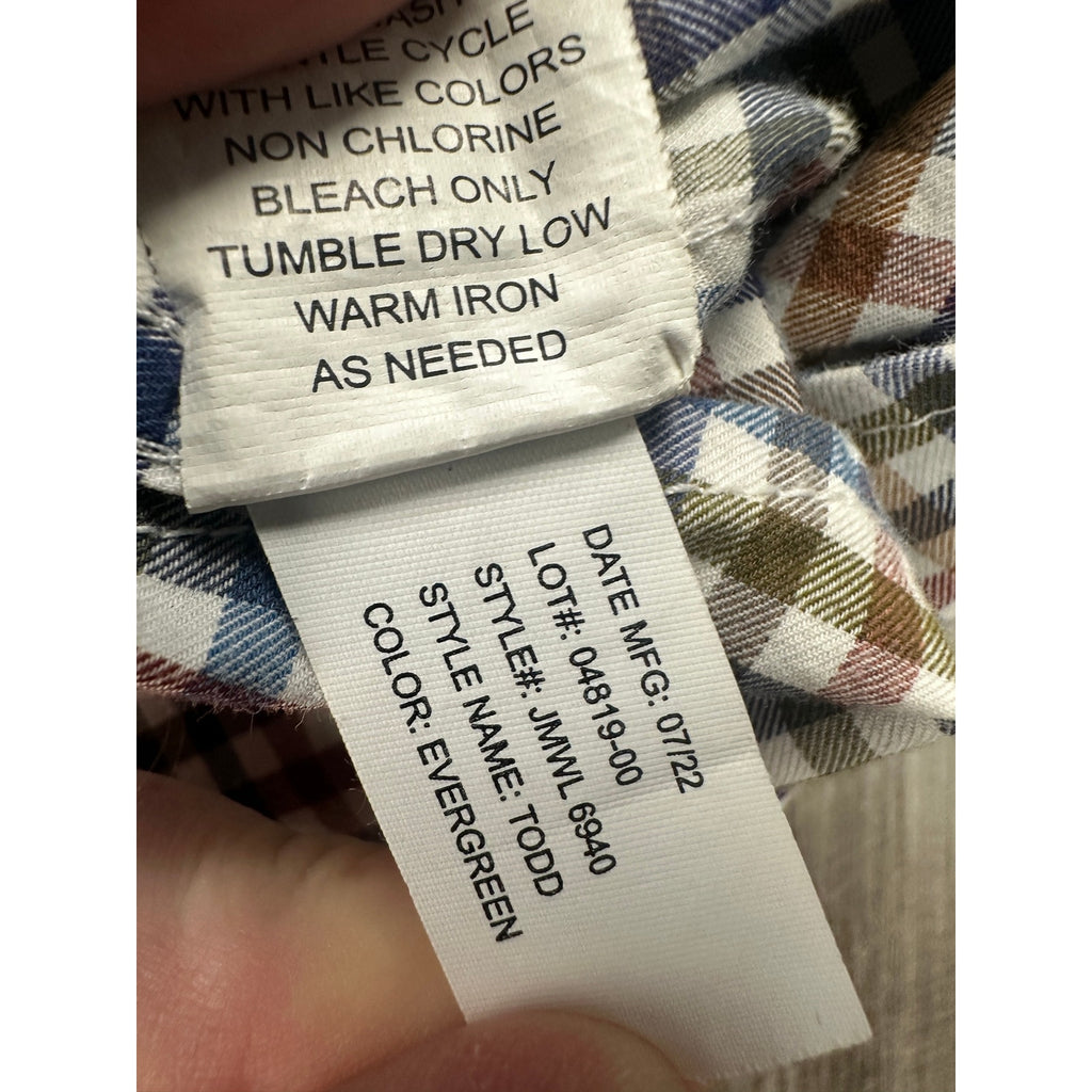 Johnnie-O Todd Checkered Hangin' Out Sport Shirt in Evergreen — Size Medium // Preowned