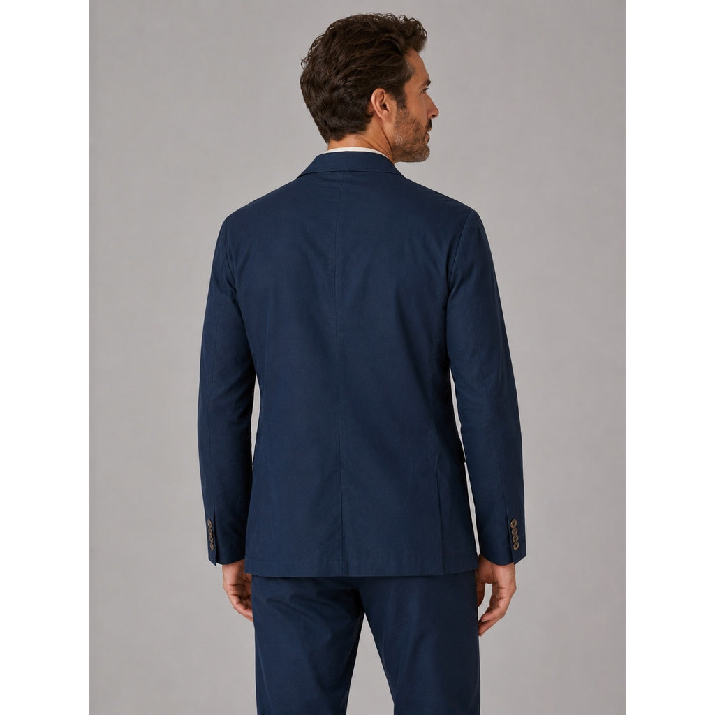 Ike Behar Unstructured Suit in Dark Navy Cotton Linen Spandex — Size Medium