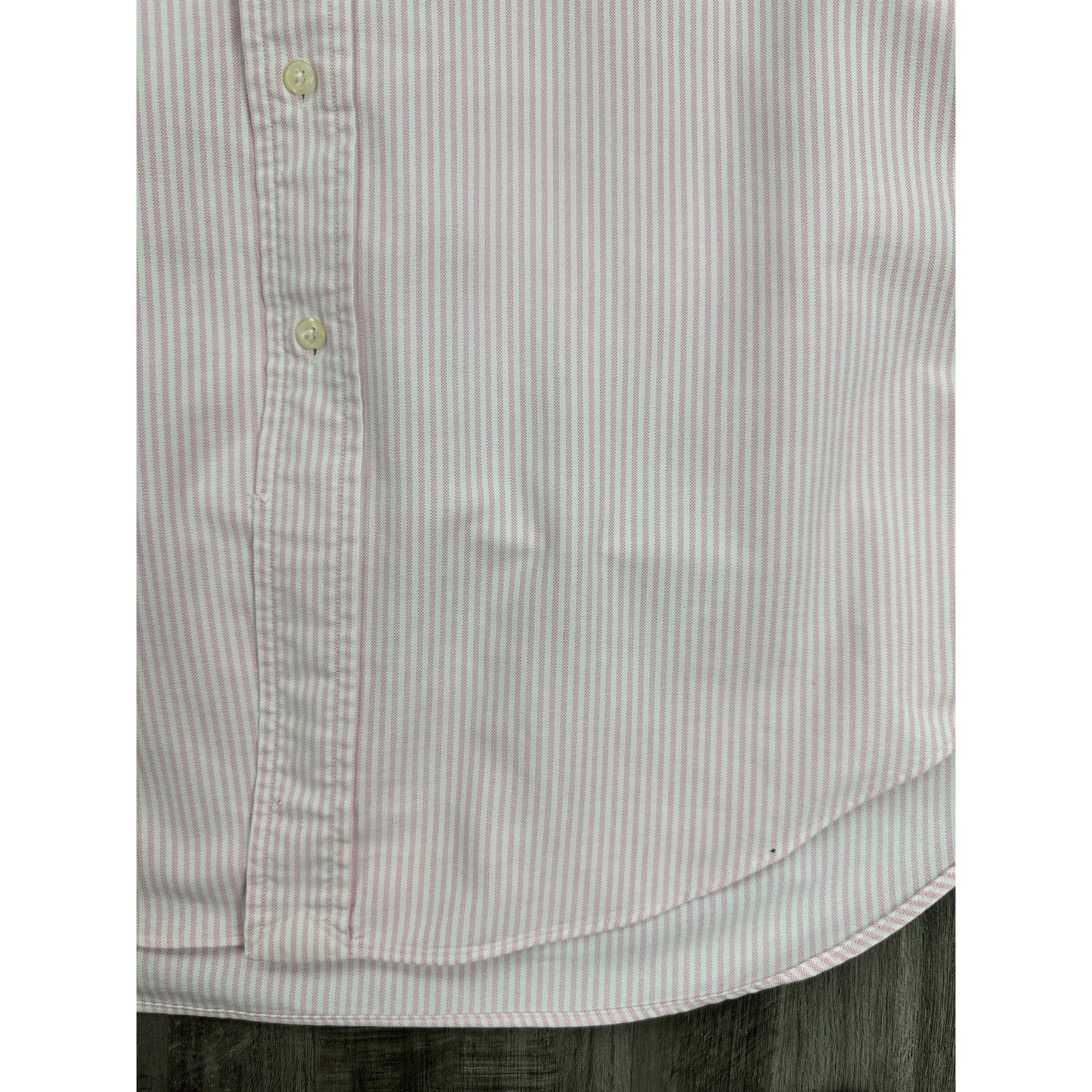 Ralph Lauren Classic Fit Striped Short Sleeve Button Down in Pink White — Size L // Preowned