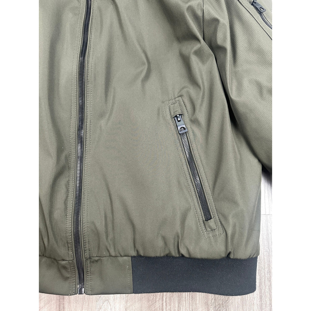 Guess Quilt Lined Full Zip Jacket in Olive Green Black — Size XL // Preowned