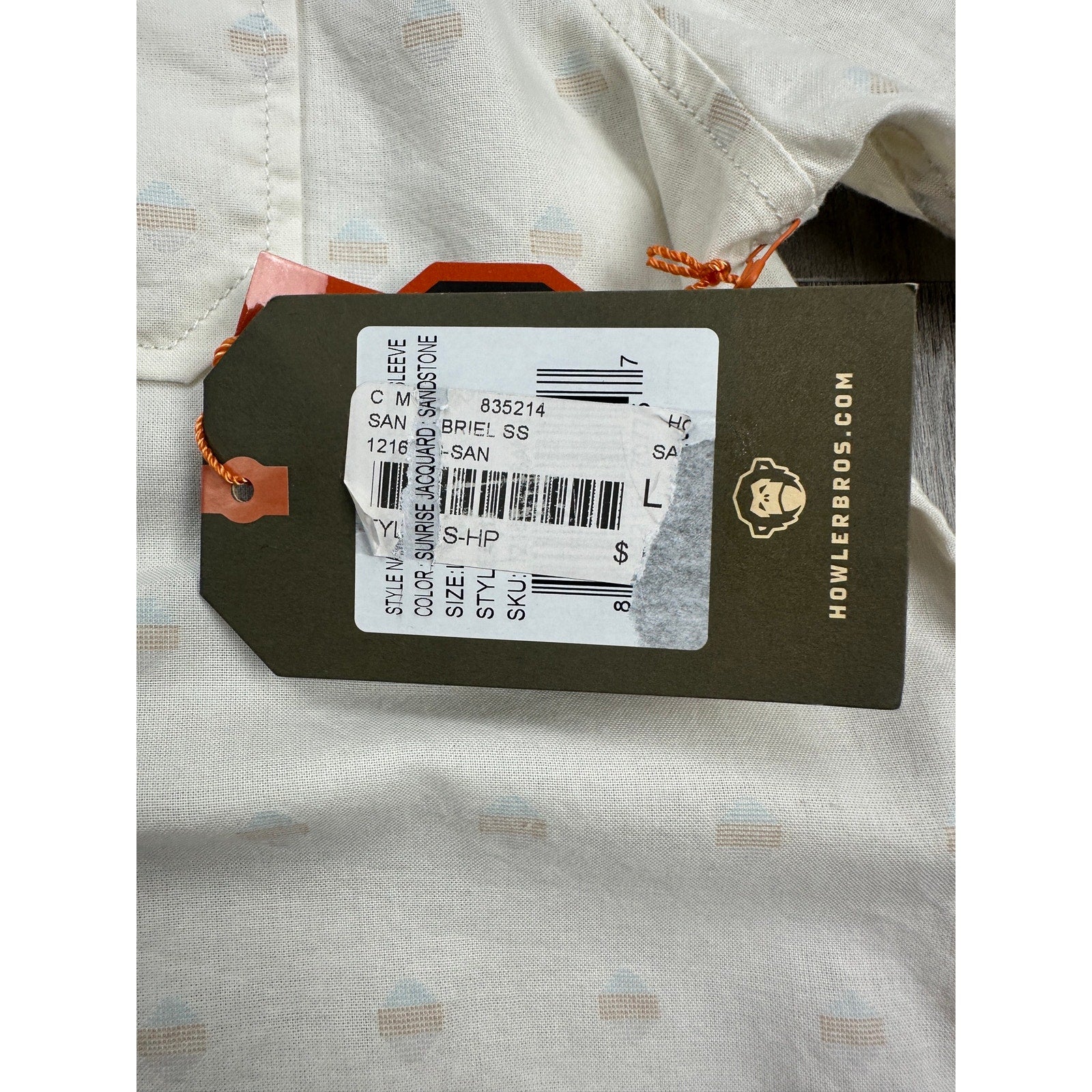 Howler Brothers San Gabriel Short Sleeve Button Down in Sunrise Jacquard Sandston — Size Large
