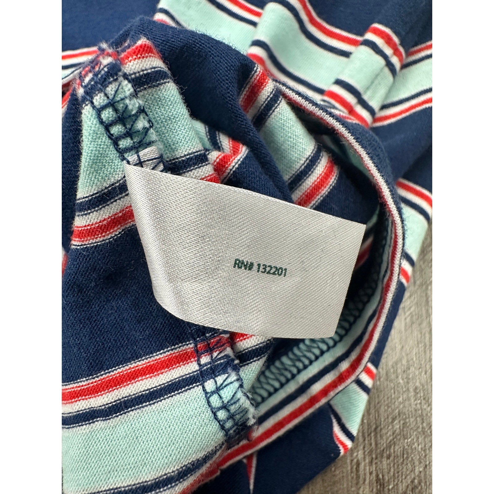 Criquet Striped Players Pocket Polo in Navy, Red, Seafoam Green — Size Medium // Preowned