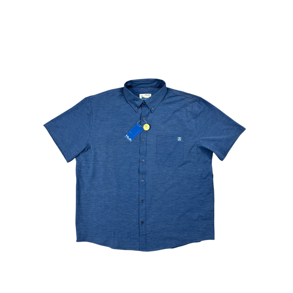 HUK Kona Solid Short Sleeve Button Down Shirt — Size 2XL