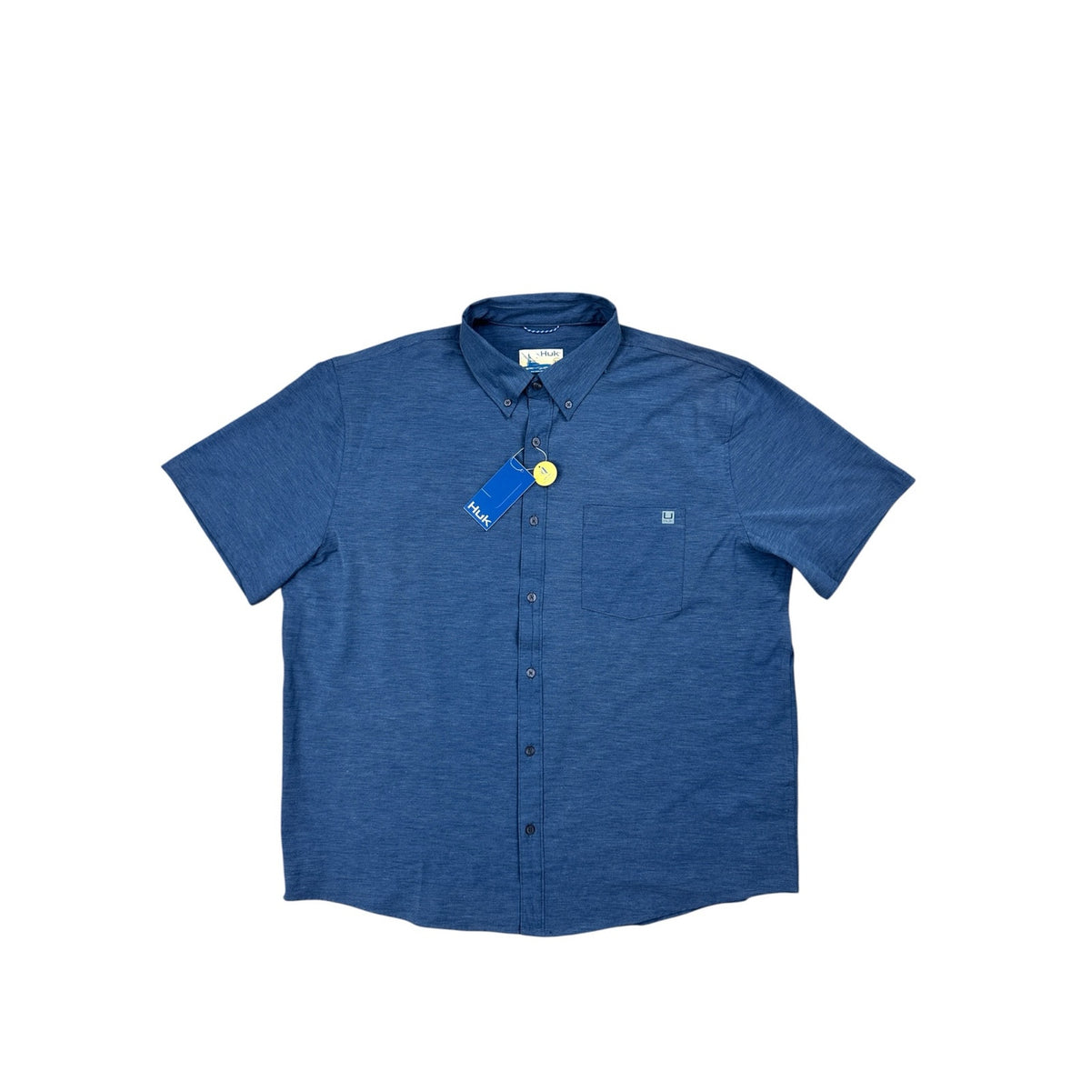 HUK Kona Solid Short Sleeve Button Down Shirt — Size 2XL