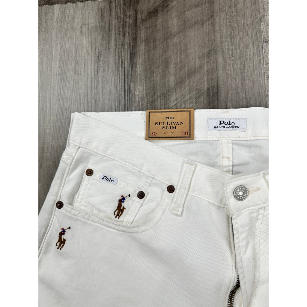 Polo Ralph Lauren Sullivan Slim Pony AOP Stitched Jean in White — Size 30x30