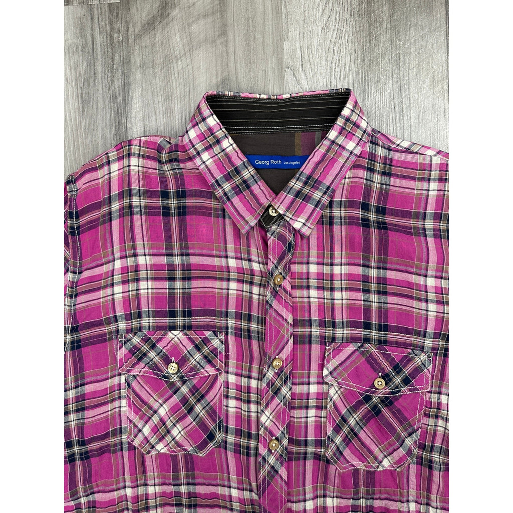Georg Roth Lightweight Cotton Stretch Performance Weave Plaid Long Sleeve Shirt — Size 2XL // Preowned