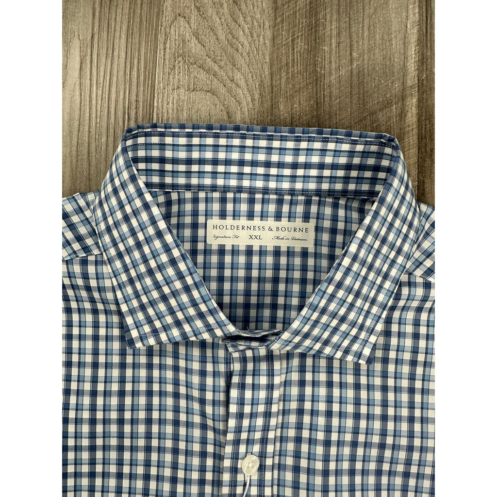 Holderness and Bourne The Flynn Signature Fit Plaid Long Sleeve Button Down in Bedford — Size 2XL