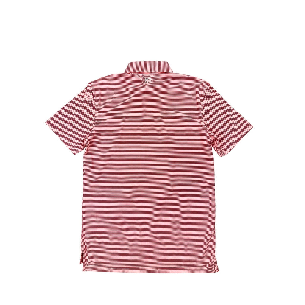 Southern Tide Brrr Meadowbrooke Striped Golf Polo in Poppy Red and White — Size Small