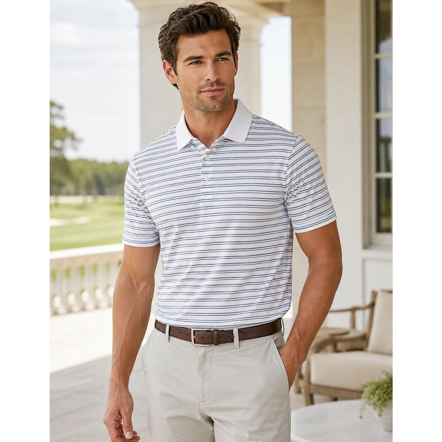 RLX Ralph Lauren Striped Classic Fit Wicking Performance Golf Polo - XL