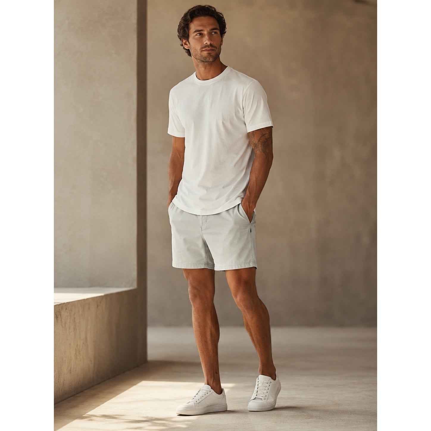 BYLT Premium Basics Everyday Short 2.0 in Dove Khaki — Size 36 // Preowned