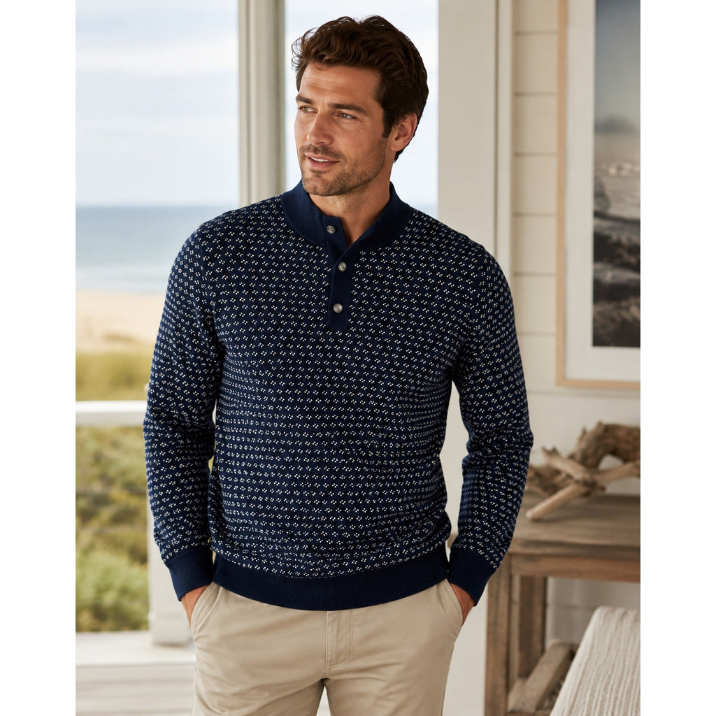 Vineyard Vines Oysterman Birdseye Merino Wool Mock Henley Sweater - 2XL