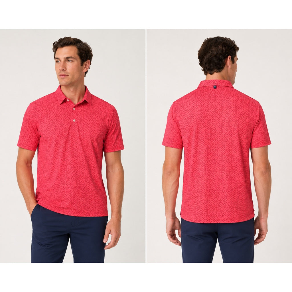 Mizzen+Main Versa Trim Fit 4-Way Stretch Polo in Coral — Size XL // Preowned
