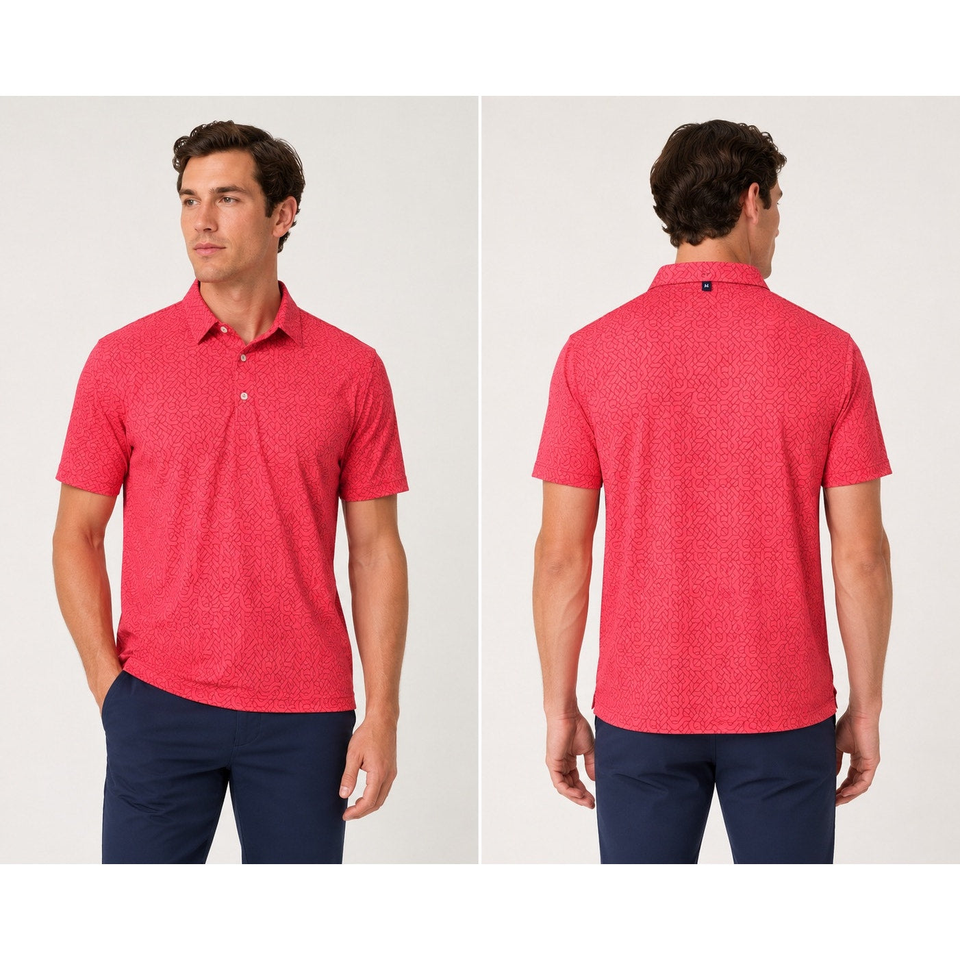 Mizzen+Main Versa Trim Fit 4-Way Stretch Polo in Coral — Size XL // Preowned