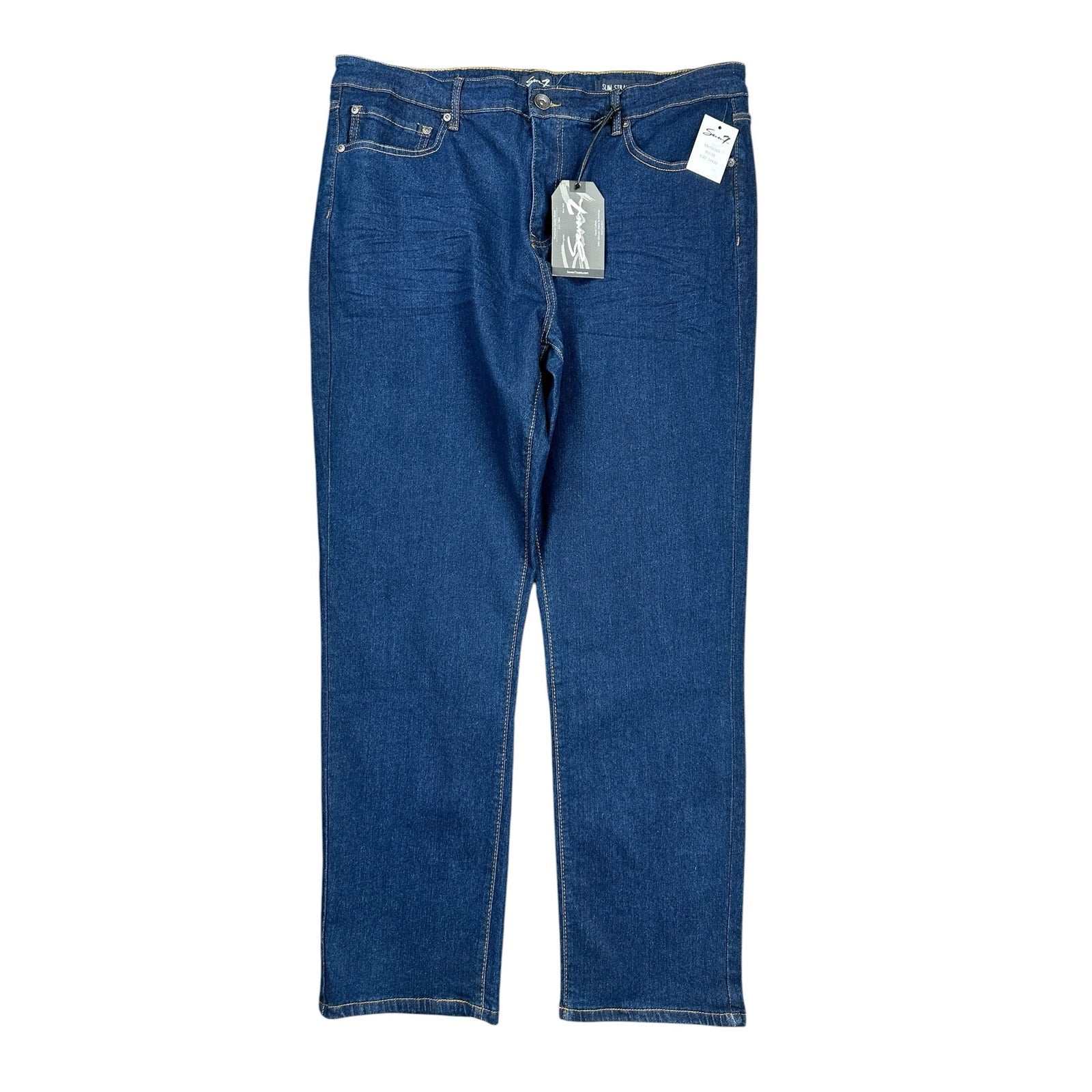Seven7 Slim Straight Stretch Jean in Dark Rinse — Size 38x32