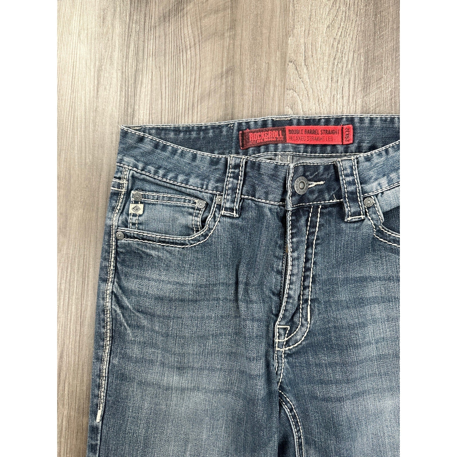 Rock & Roll Denim Double Barrel Relaxed Straight Leg Jean in Blue — Size 29x32 // Preowned