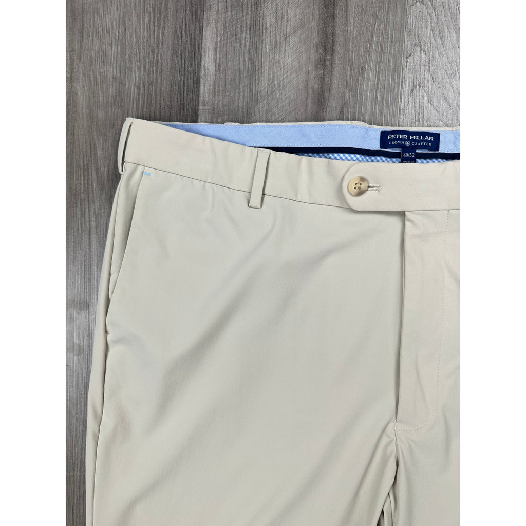 Peter Millar Crown Crafter Nylon Stretch Lunar Golf Pants in Cream — Size 40 // Preowned