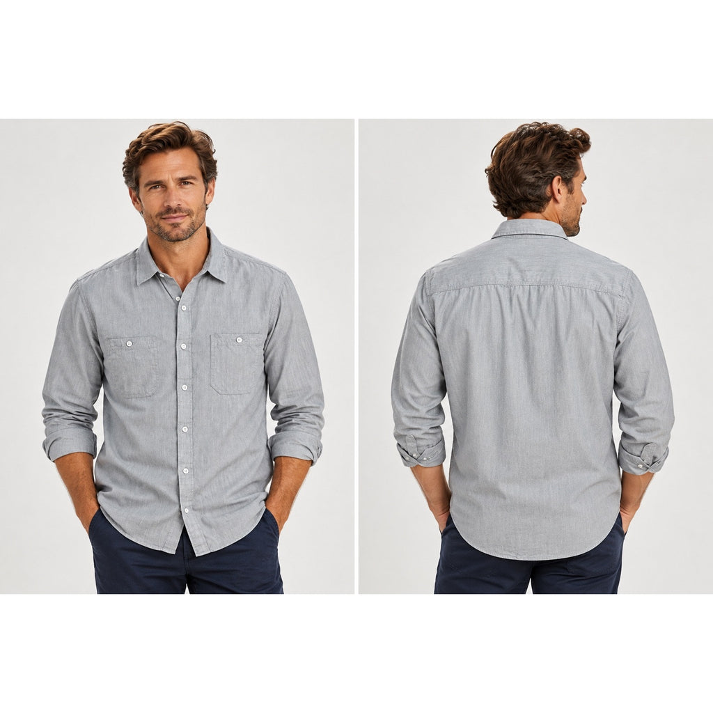 Mack Weldon Chambray Cotton Lyocell Long Sleeve Button Down Shirt — Size Small // Preowned