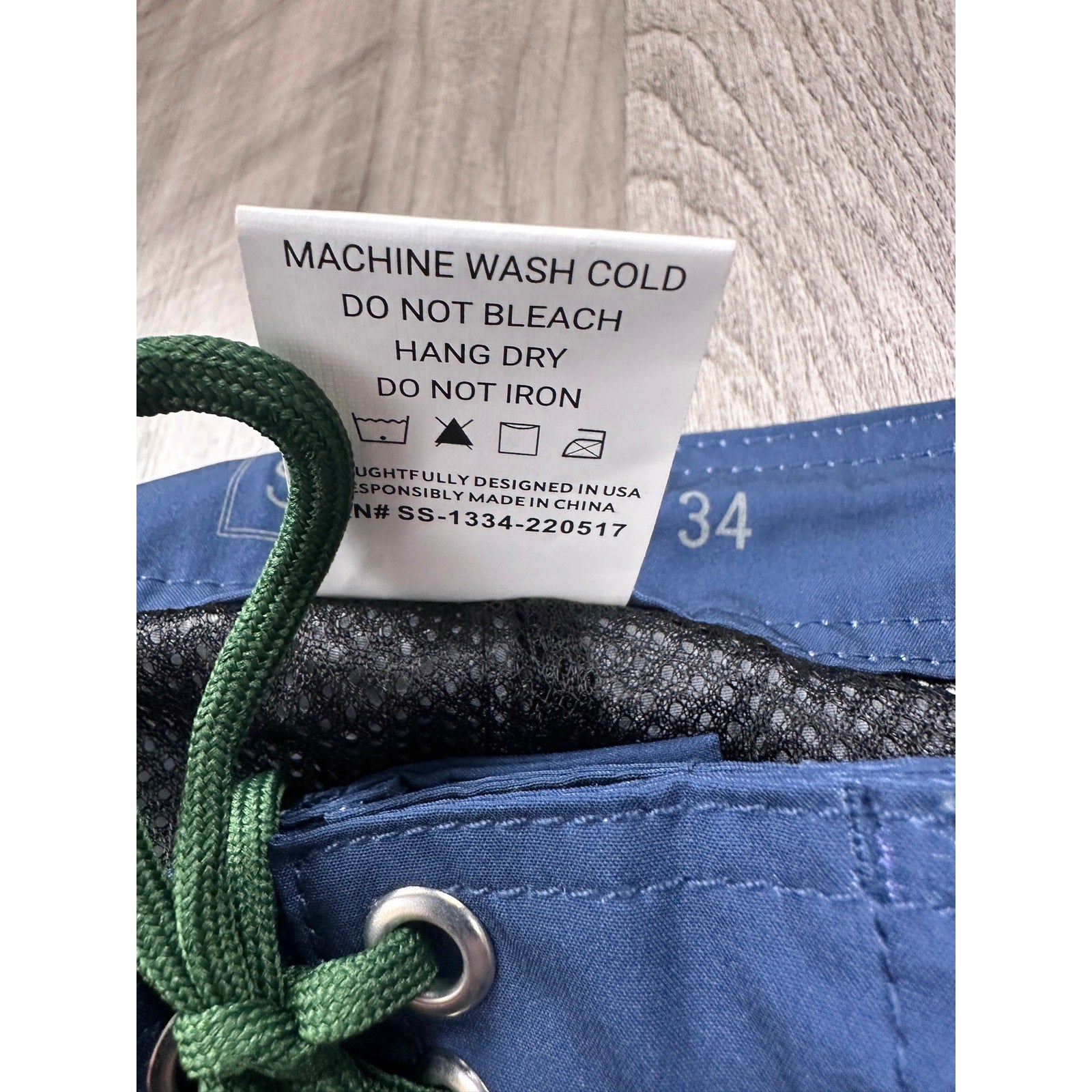 Section 119 x Grateful Dead Bolt Skeleton Hybrid Board Shorts in Navy with Green White Blue Stripes — Size 34