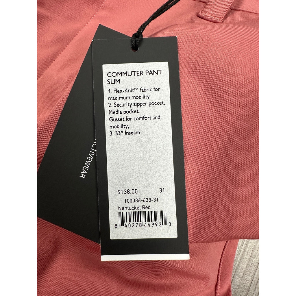 Rhone Commuter Slim Performance Pants in Nantucket Red — Size 31