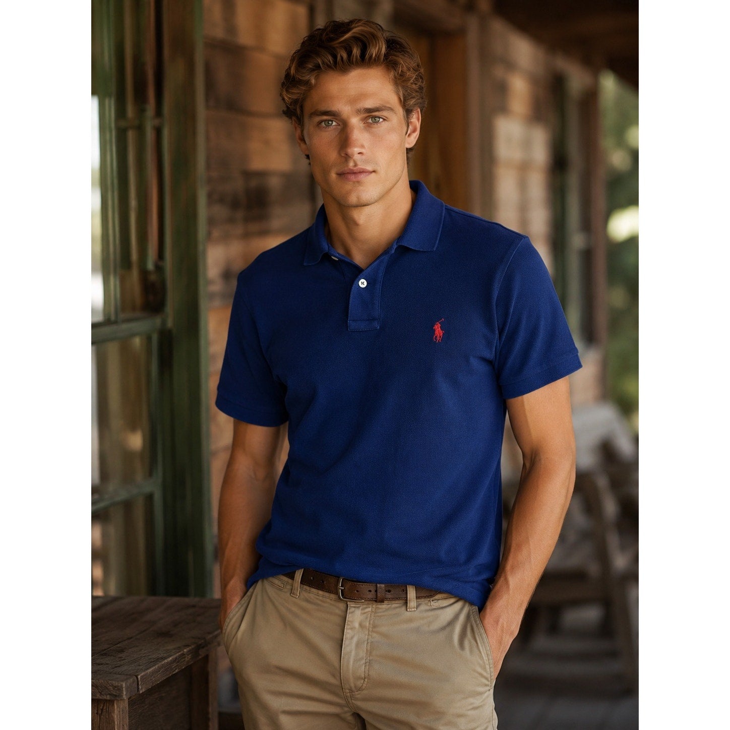 Polo Ralph Lauren Custom Slim Fit Mesh Knit Polo in Navy — Size Large // Preowned