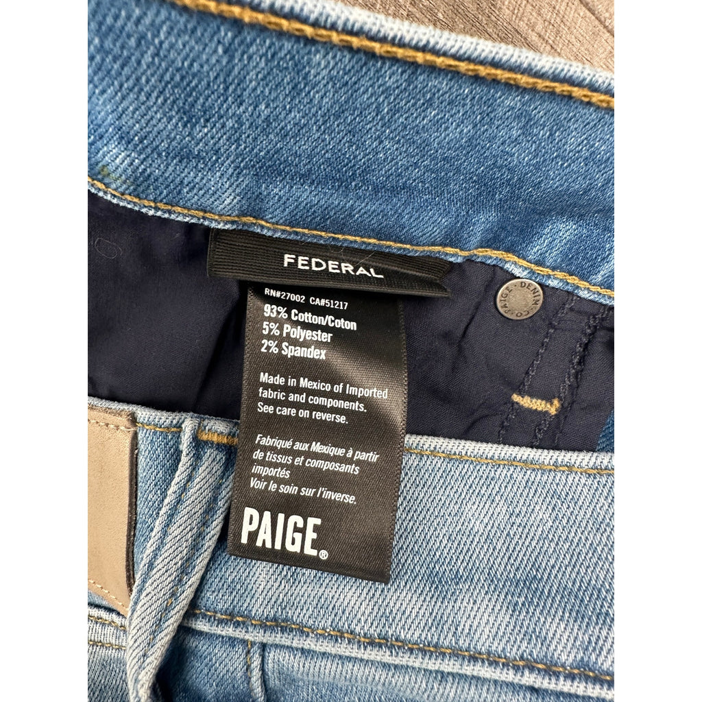 Paige Transcend Vintage Federal Nielson Slim Straight Jean in Nielson Blue — Size 29