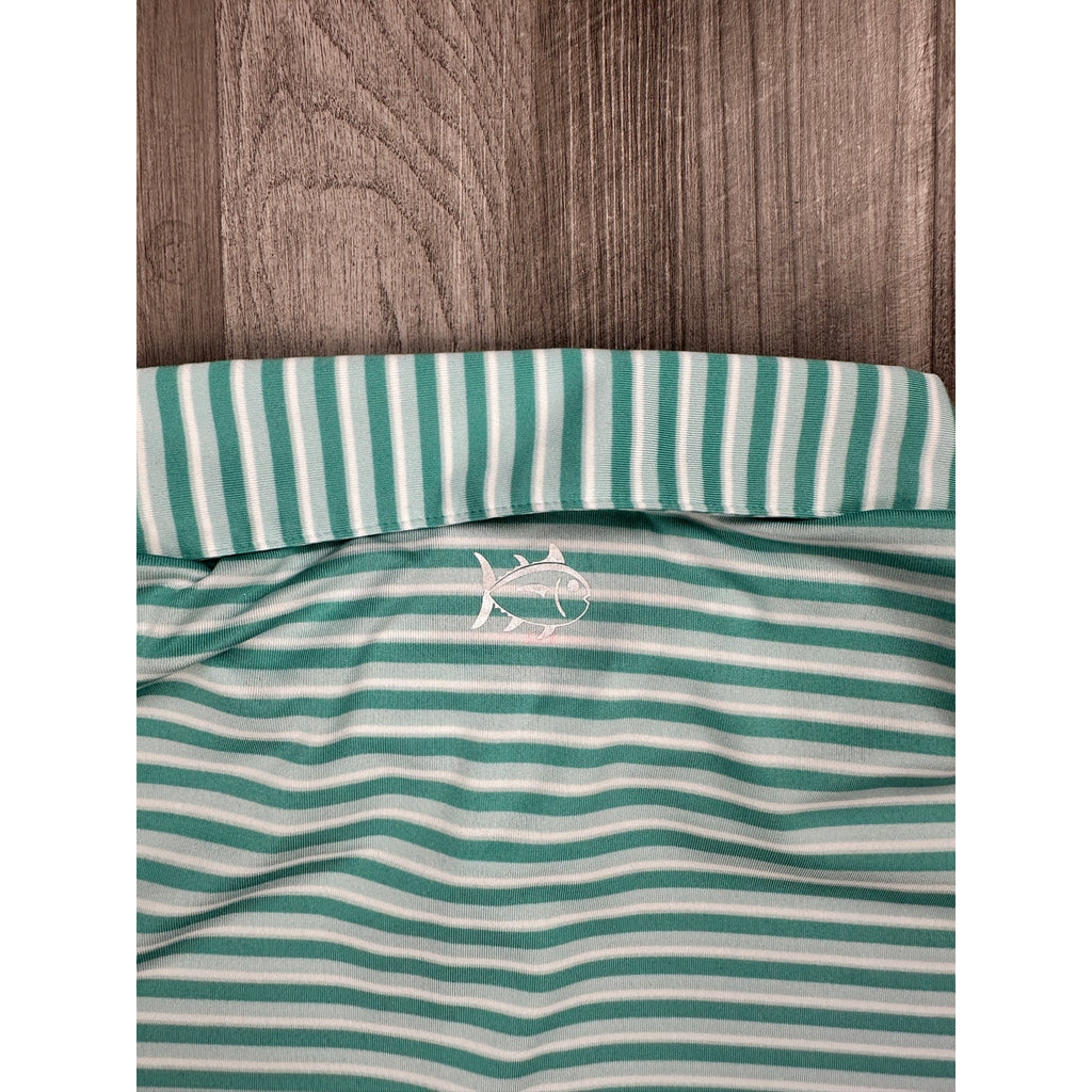 Southern Tide Driver Gulf Stripe Short Sleeve Performance Polo — Size 2XL // Preowned