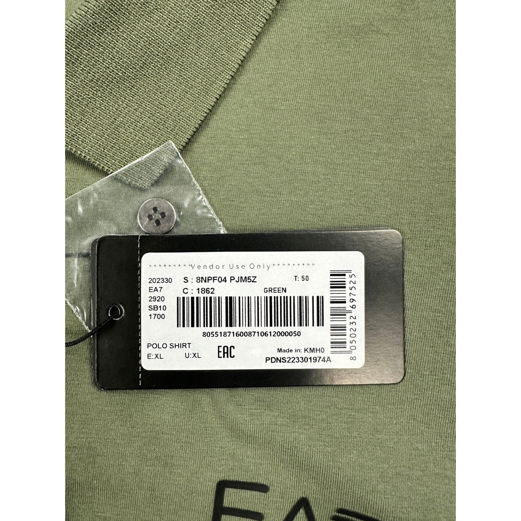 Emporio Armani EA7 Logo Collection Cotton Jersey Polo Shirt in Green — Size XL