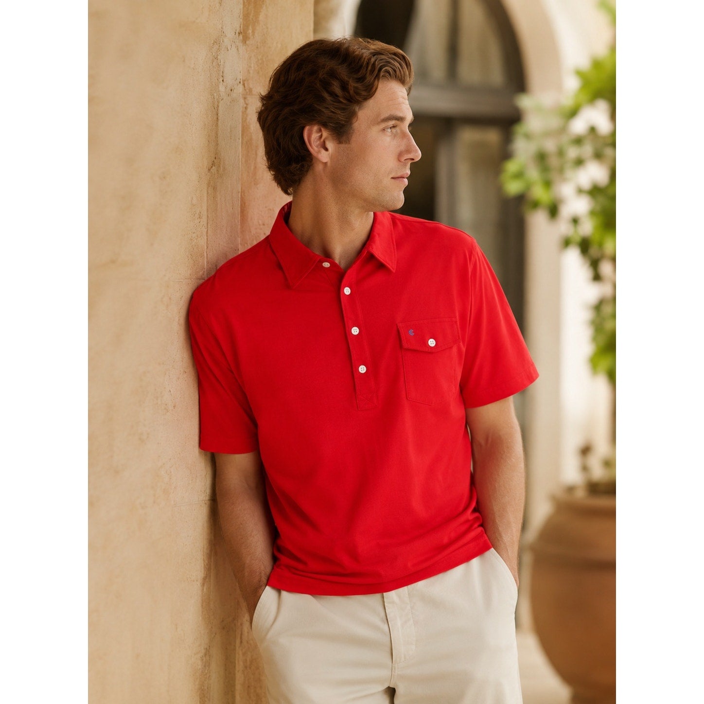 Criquet Players Classic Polo Shirt in Red — Size Large // Preowned