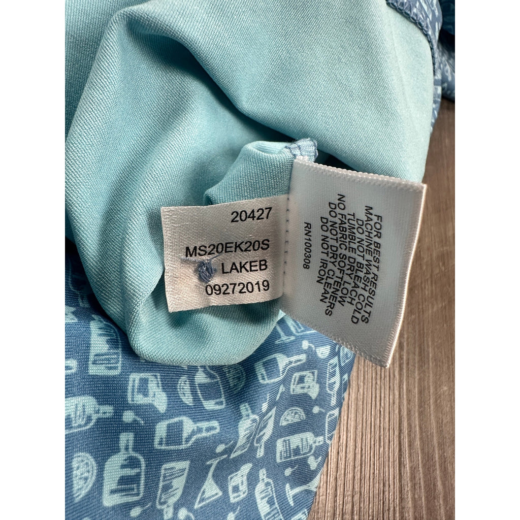 Peter Millar Crown Sport Oak Print Bourbon Jersey Polo in Slate Blue — Size 2XL