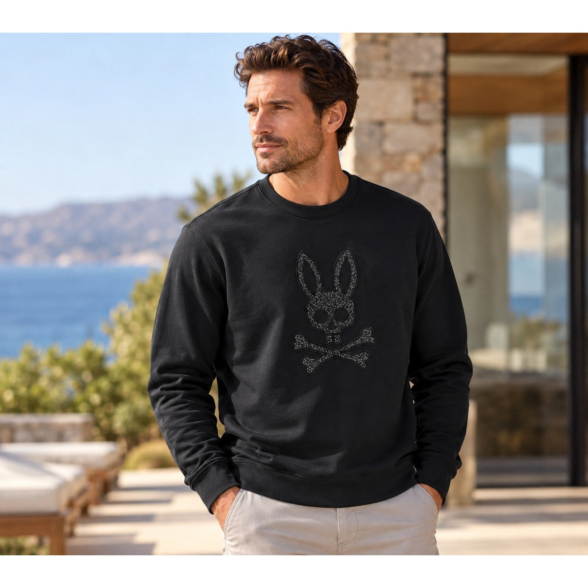 Psycho Bunny Gabin Textured Crew Neck Sweatshirt — Size 3XL