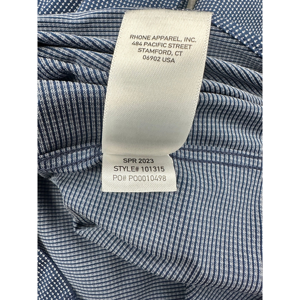 Rhone Slim Fit Birdseye Long Sleeve Commuter Shirt in Navy, White — Size Medium // Preowned