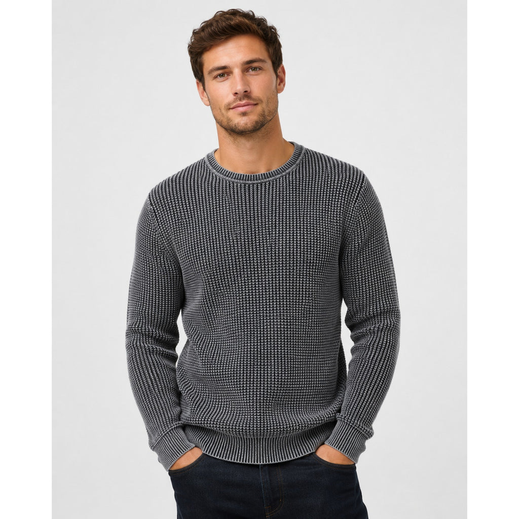 Hunter Waffle Knit Grey Crew Neck Sweater - Small