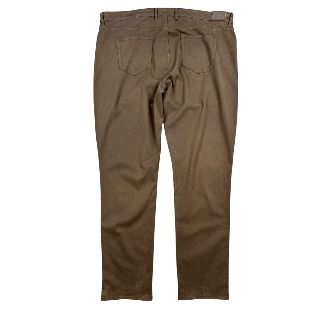 Peter Millar Signature Sateen 5 Pocket Chino Pants in French Press Brown — Size 42x34