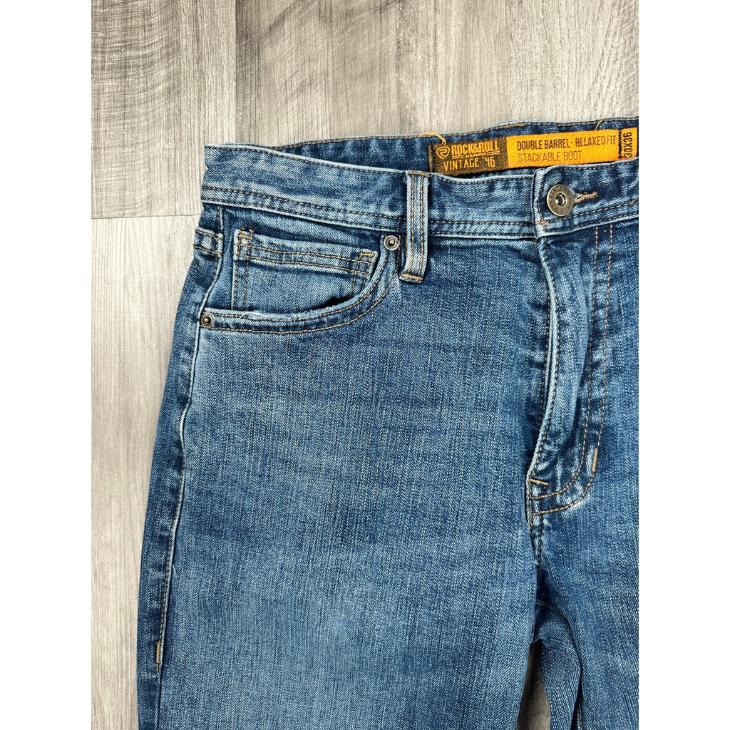 Rock & Roll Denim Vintage '46 Double Barrel Relaxed Bootcut Jean in Medium Wash — 30x36 // Preowned