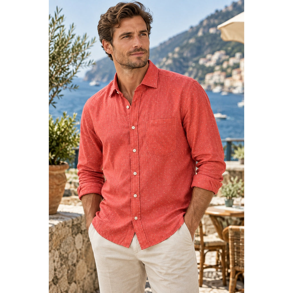 Zodiac Praiano Pure Linen Classic Fit Long Sleeve Shirt — Size 40/15.75 (Medium) // Preowned