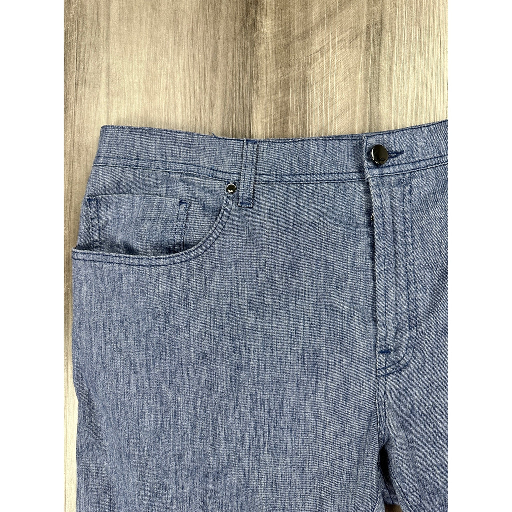 Cesare Attolini Chambray Linen Blend Pants in Blue — Size 42 // Preowned